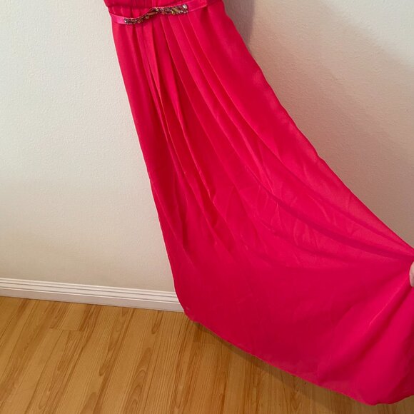 Evening Gown Fully Lined Design with Sequins Full Length  Pink  Size: S - Picture 7 of 10